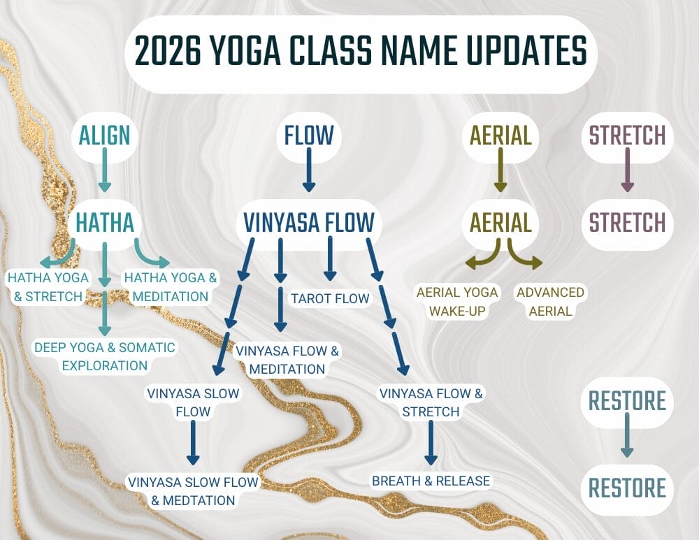 A flow chart shows previous class names and how they are now currently named/ 