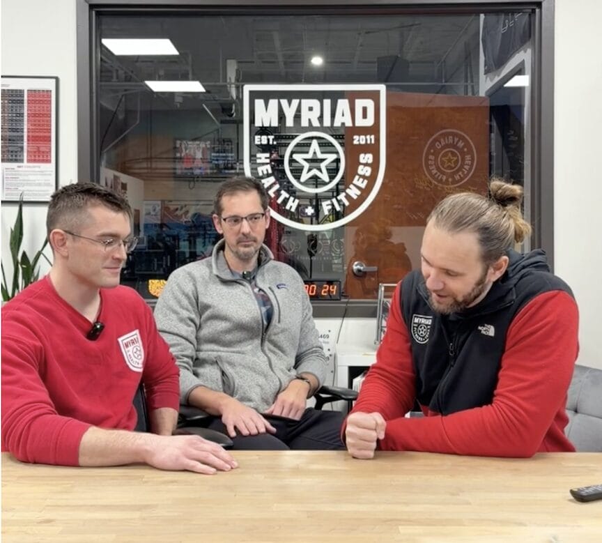 The 100th Episode of "For Time" with Myriad. In this episode, Coach Jared is joined by Coach Richie and Coach Dan to talk about tips and tricks for fitness as parents.
